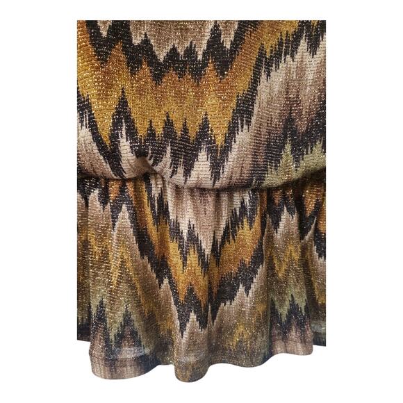 West Kei NWT Womens 3XL Blouse Gold Black Scoop Neck Elastic Waist Cape Sleeves - Picture 4 of 8